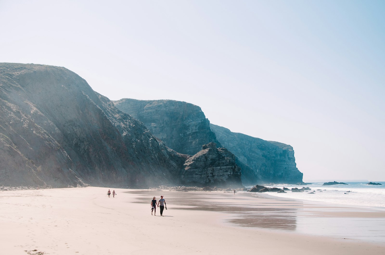 Wide Atlantic beach and cliffs on the Silver Coast near Caldas da Rainha