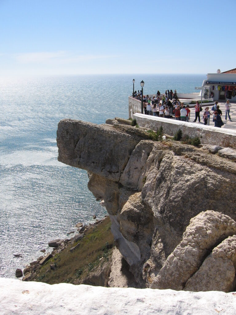 View from the Sítio clifftop over the Atlantic in Nazaré, Portugal